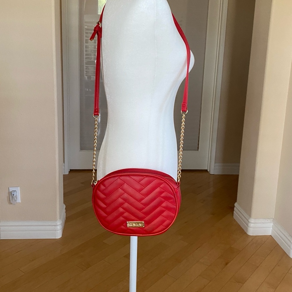 Bebe Red Quilted Crossbody Bag